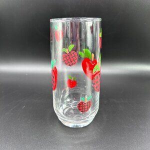 Vintage 1996 Anchor Hocking Applejack 16 oz Iced Tea Glass Apple Print VTG